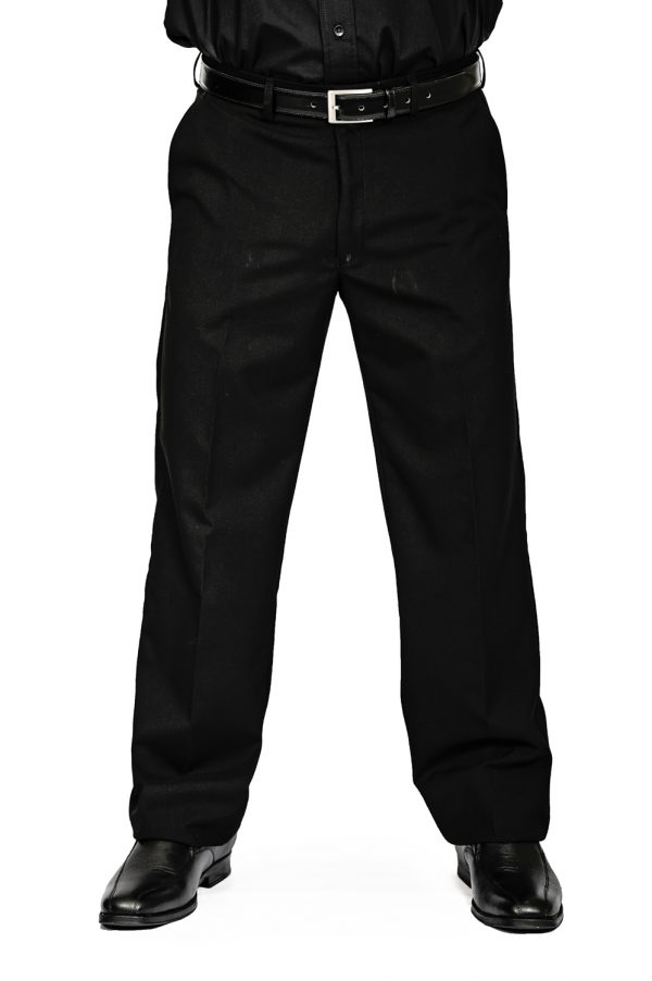 Mens regular fit pants black front