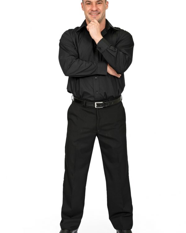 Mens regular fit pants black front