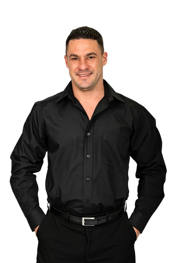 Mens formal black shirt front