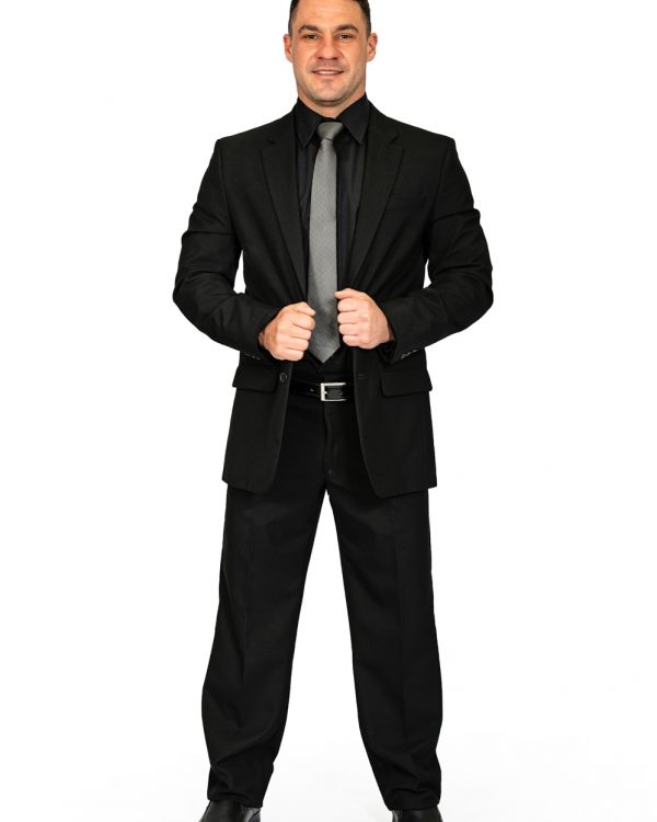 Mens black regular fit jacket front