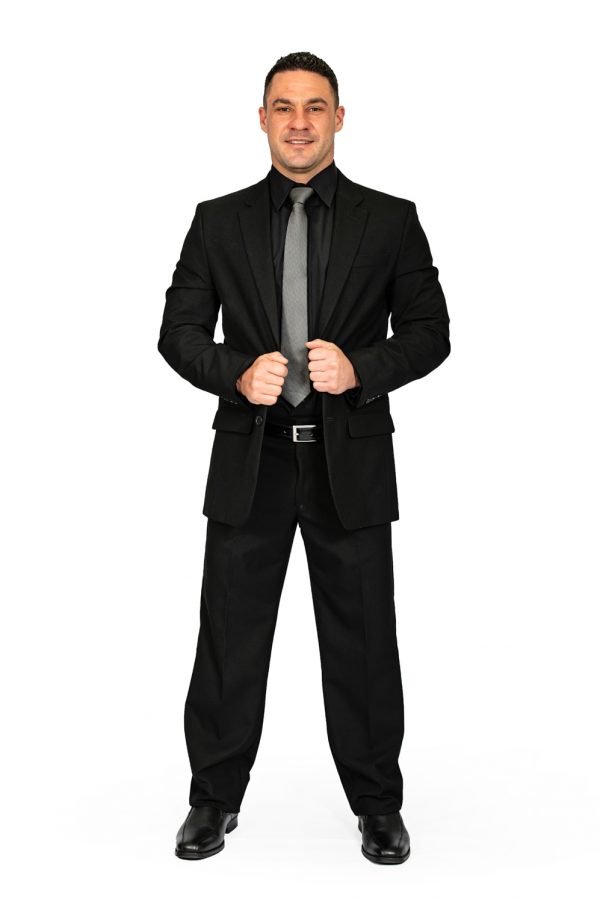 Mens black regular fit jacket front