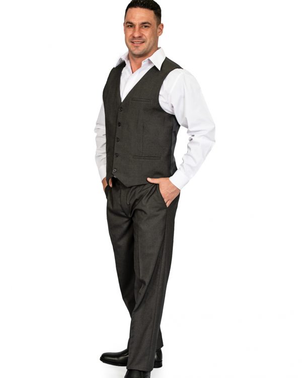 Mens Waistcoat charcoal front