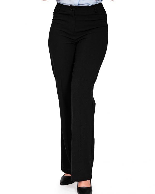 Ladies black bootleg pants front