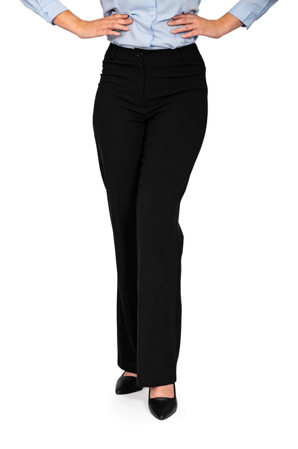 Ladies black bootleg pants front