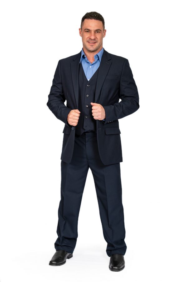 Mens navy regular fit jacket front