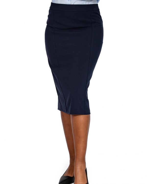 ladies pencil skirt navy front