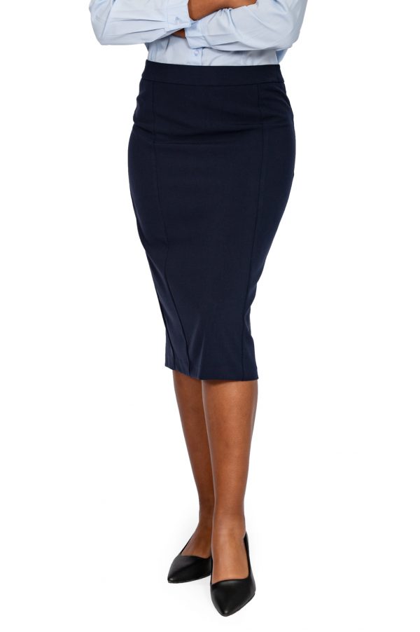 ladies pencil skirt navy front