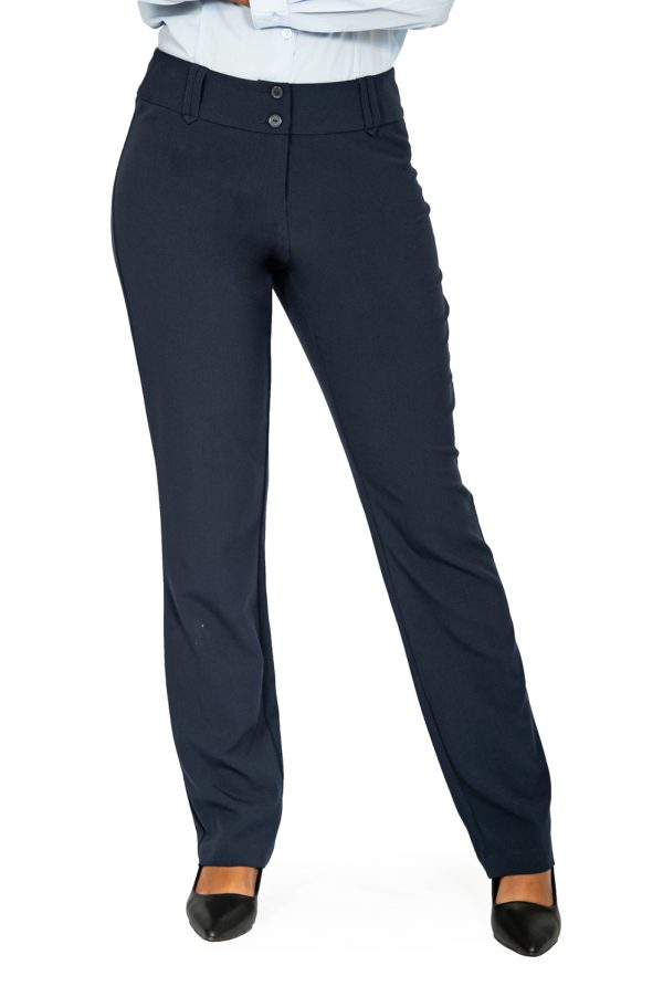 Ladies straight leg pants navy front