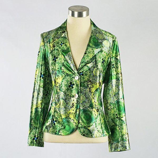 Print Satin Jacket Green