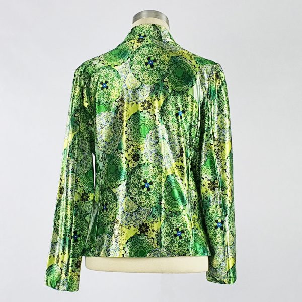 Print Satin Jacket Green Back