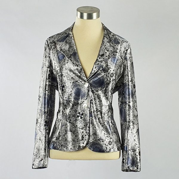 Print Satin Jacket Grey