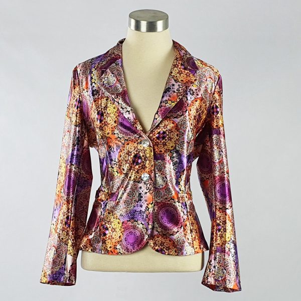 Print Satin Jacket Purple