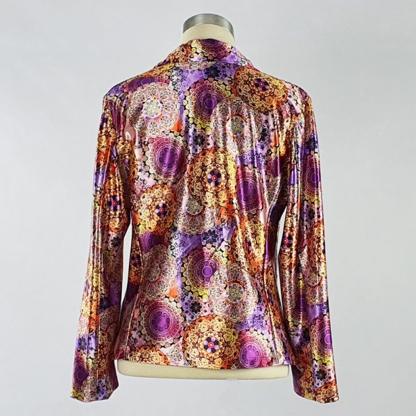 Print Satin Jacket Purple Back