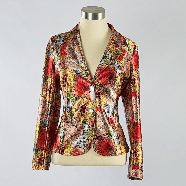 Print Satin Jacket Red
