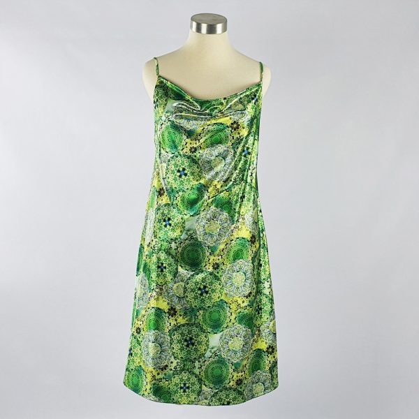 Print Satin Dress Green