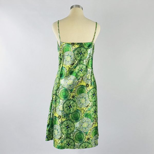 Print Satin Dress Green Back