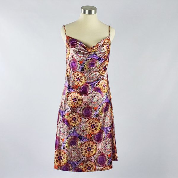Print Satin Dress Purple