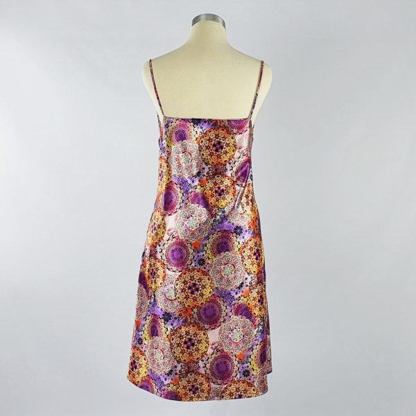 Print Satin Dress Purple Back