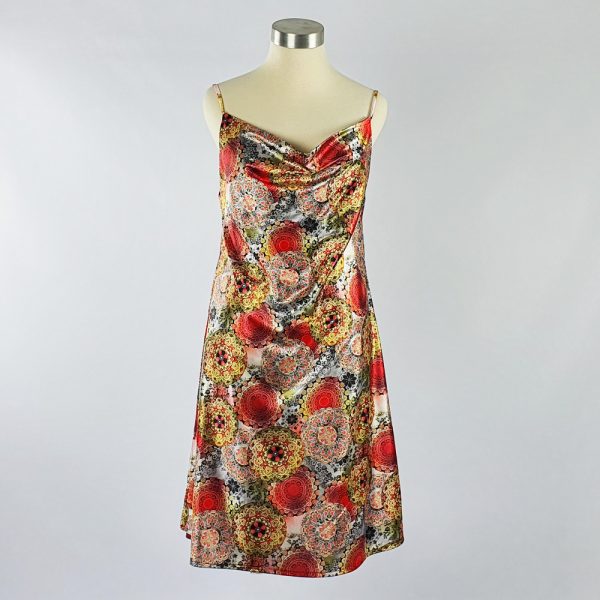 Print Satin Dress Red