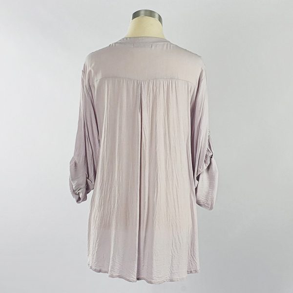 Viscose Shirt with Lace Pocket Grey Back