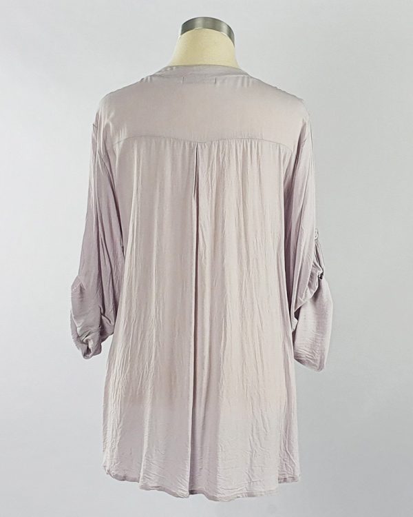 Viscose Shirt with Lace Pocket Grey Back