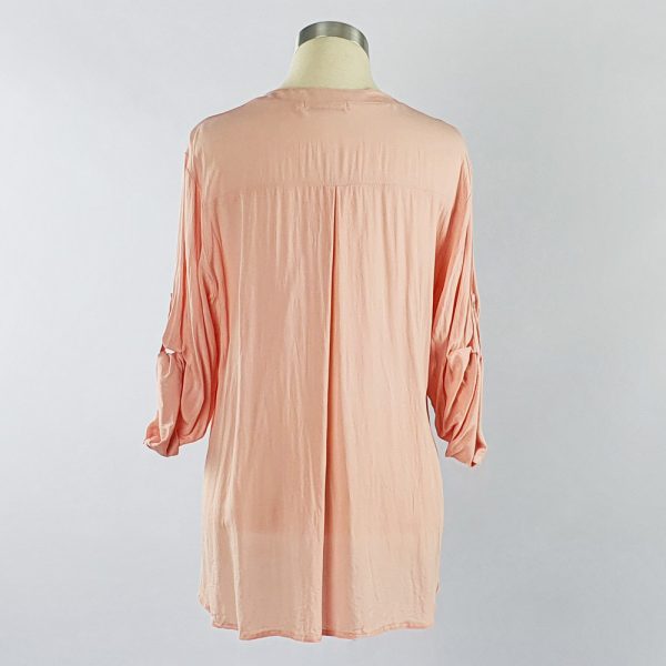 Viscose Shirt with Lace Pocket Pink Back