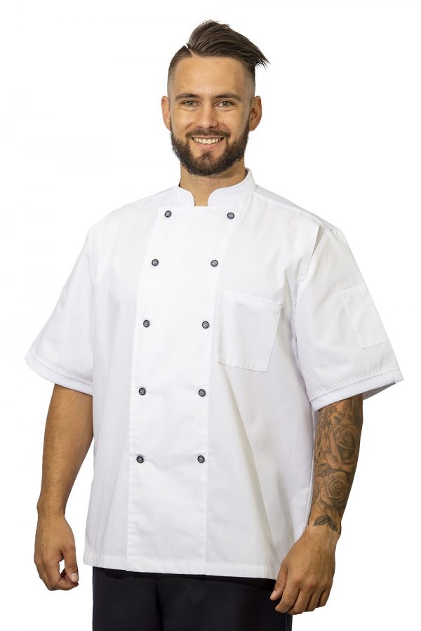 white birdseye chef jacket