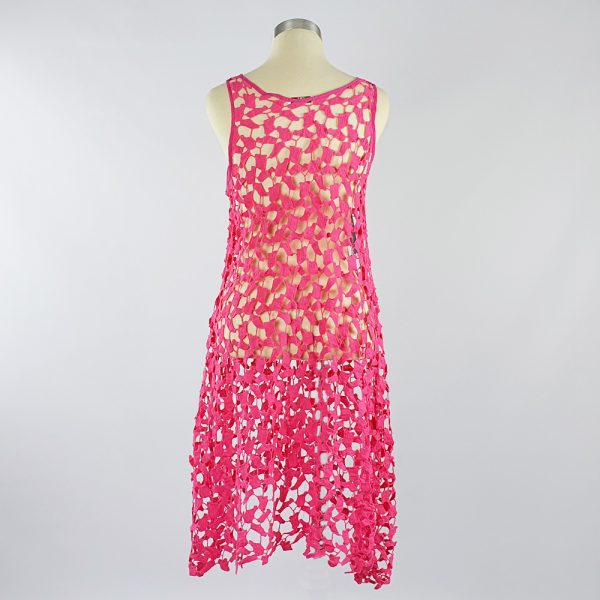 Lace Dress with Embroidery Pink Back