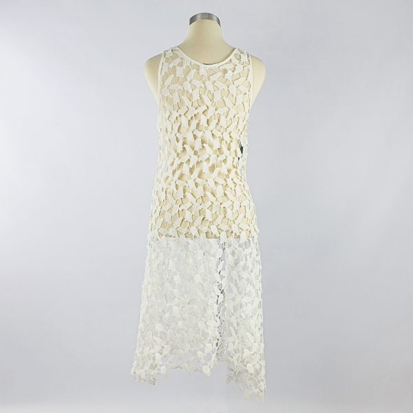 Lace Dress with Embroidery White Back