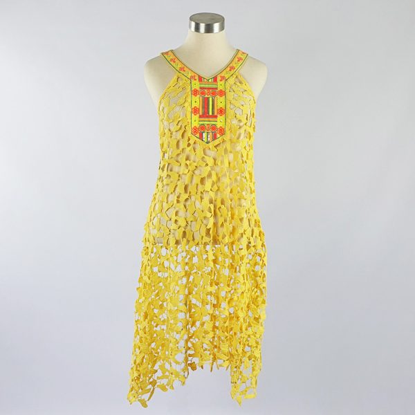 Lace Dress with Embroidery Yellow