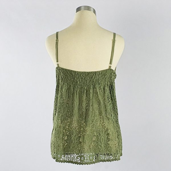 Lace Tassel Trim Cami Green Back