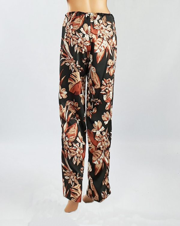 Bubble Satin Drawstring Pants Black/Brown Back
