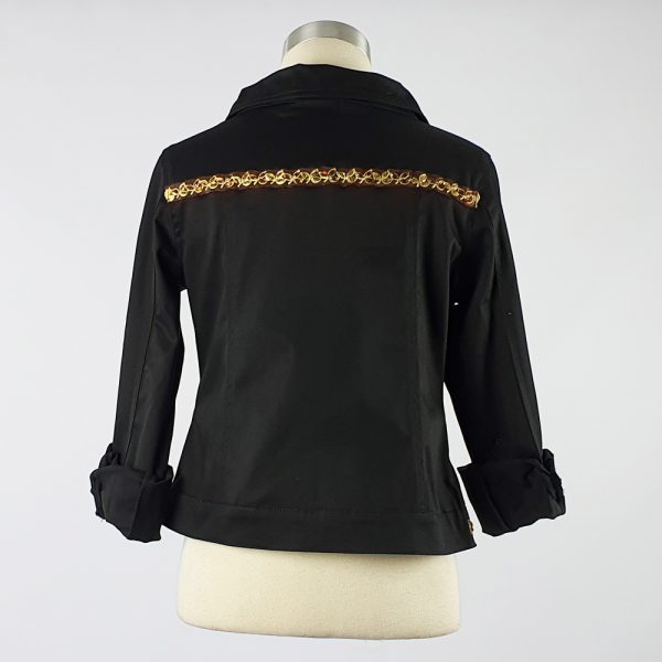 Cotton Sateen Lightweight Summer Jacket Black Trim 1 Back