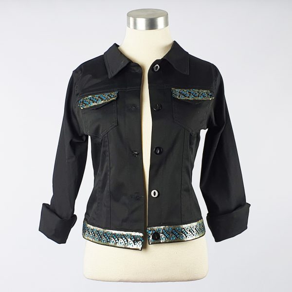 Cotton Sateen Lightweight Summer Jacket Black Trim 3
