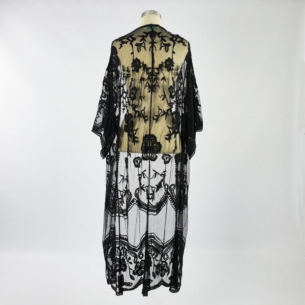 Long Lace Open Kaftan Black Back