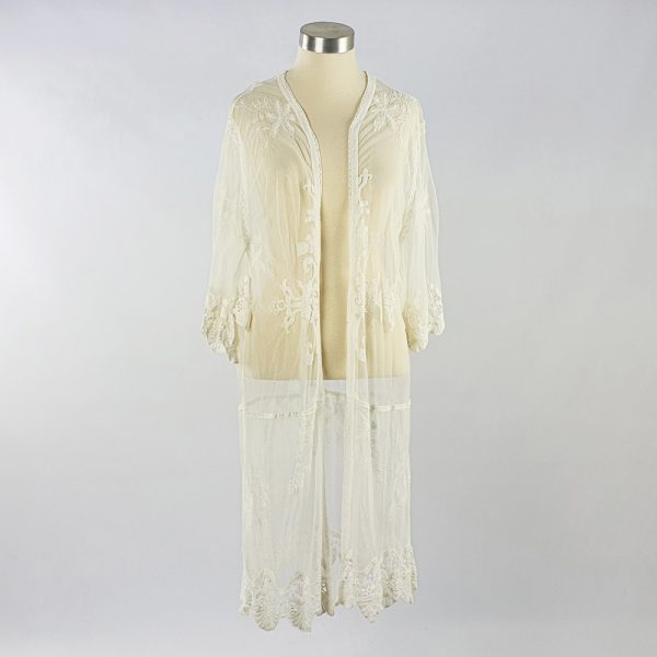 Medium Lace Open Kaftan White