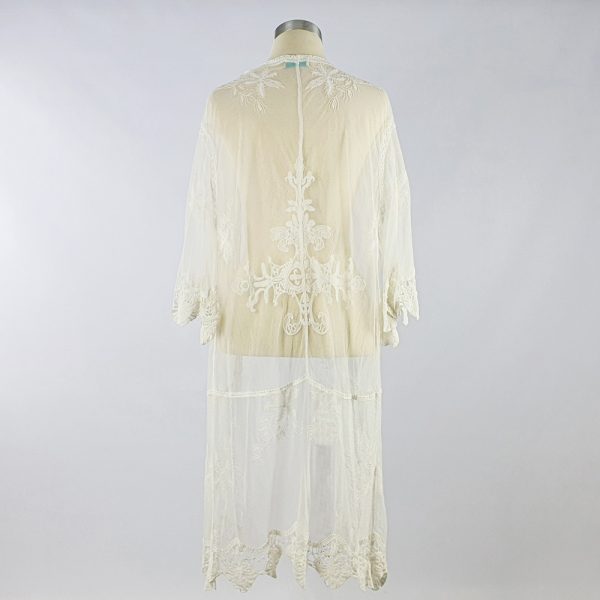 Medium Lace Open Kaftan White Back