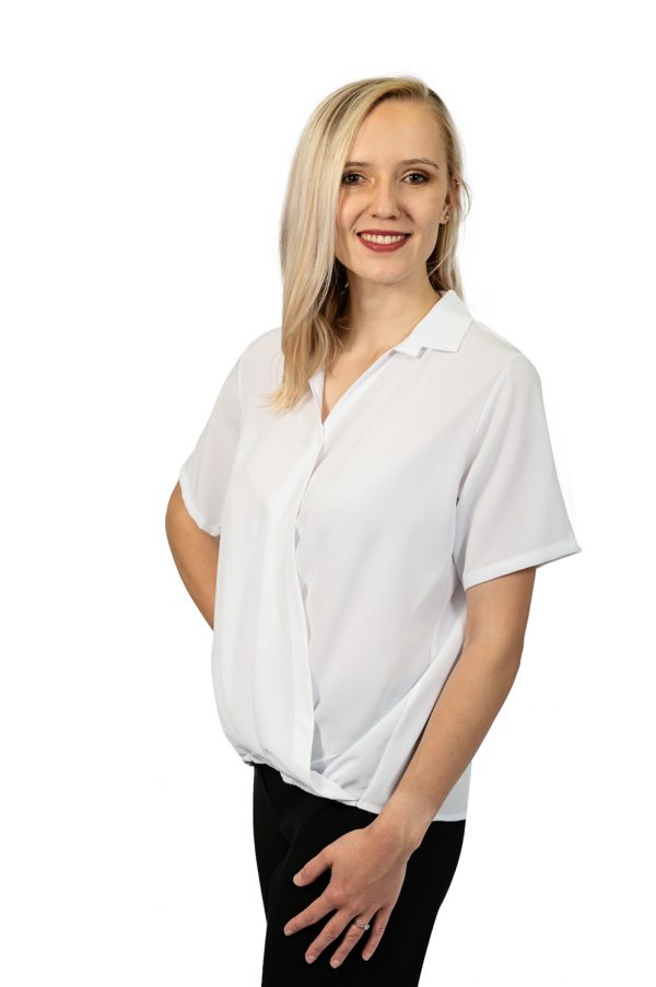Short sleeve crossover top white front