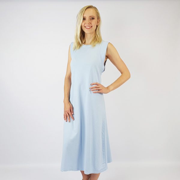 French Terry Vest Maxi Dress Grey/Blue