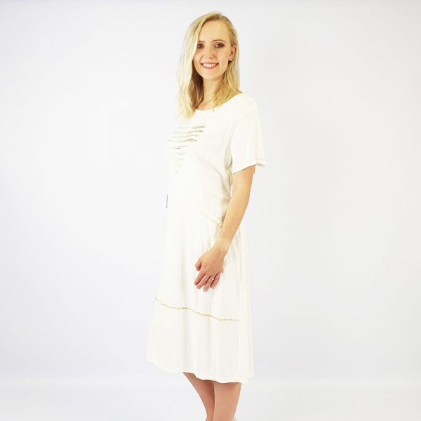 Linen Dress Heart Print Cream
