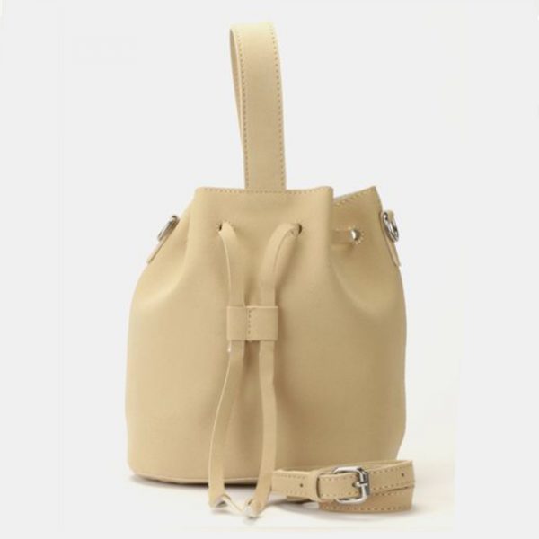 Leather look pouch handbag beige