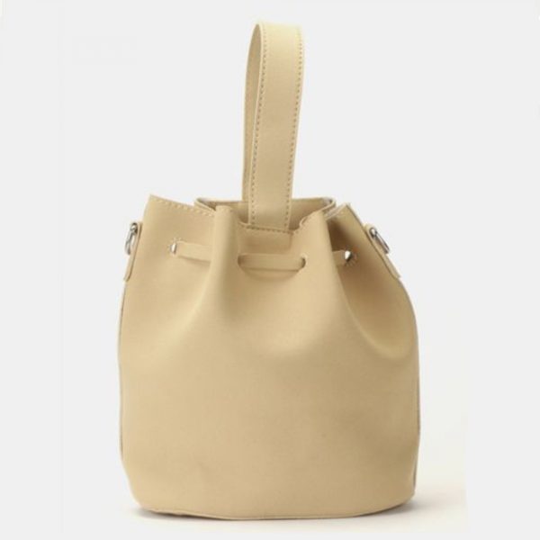 Leather look pouch handbag beige