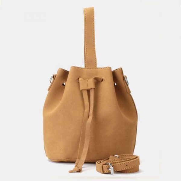 Leather look pouch handbag stone