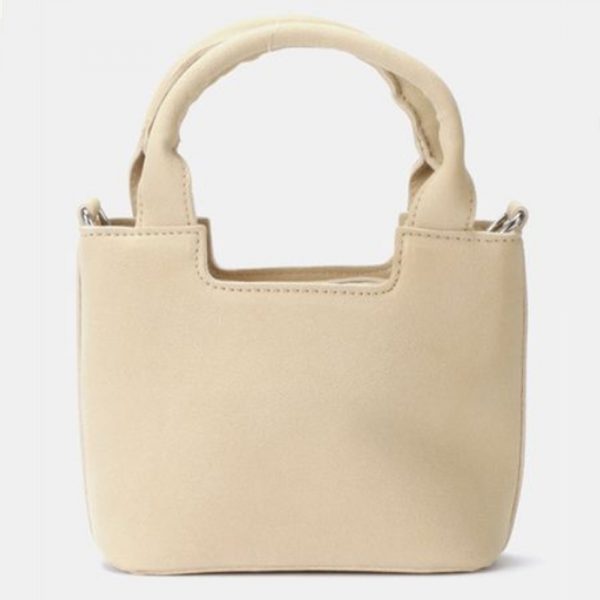 Leather look small sling handbag cream