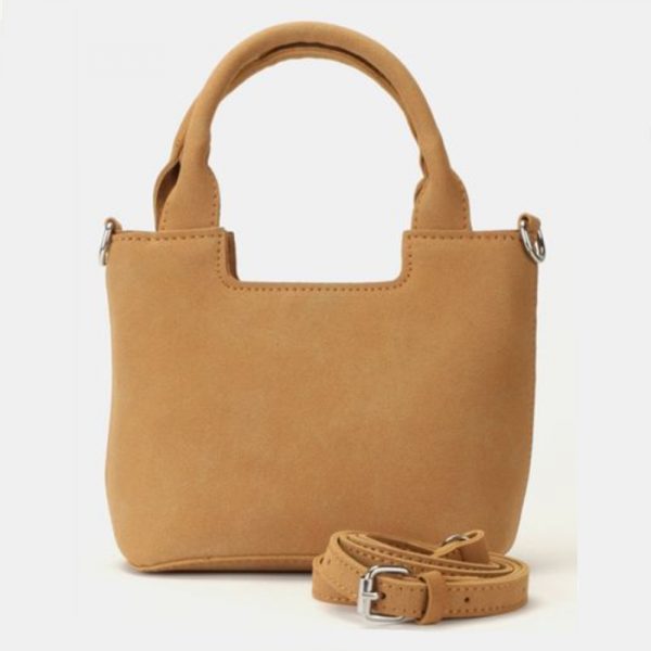 Leather look small sling handbag stone