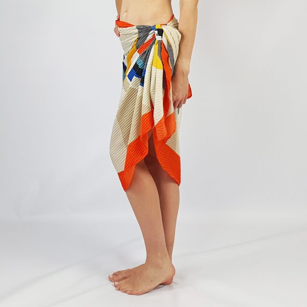 Geometric Multi Colour Sarong Beige
