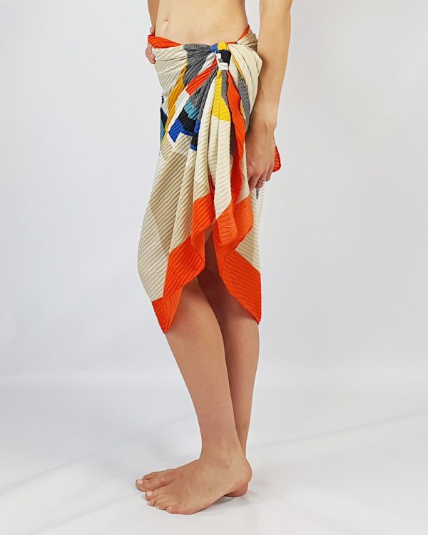 Geometric Multi Colour Sarong Beige