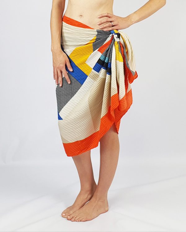 Geometric Multi Colour Sarong Beige