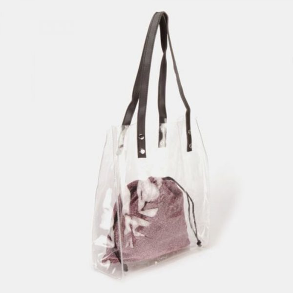 PVC Bag with Glitter Inner Pouch Pink