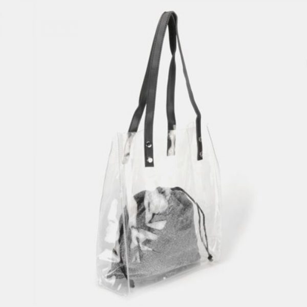 PVC Bag with Glitter Inner Pouch Silver